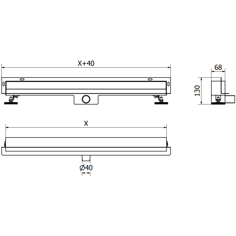 Mexen Flat Wall sienas līnijas noteka 2 vienā 90 cm, zelta matēta - 1A30090