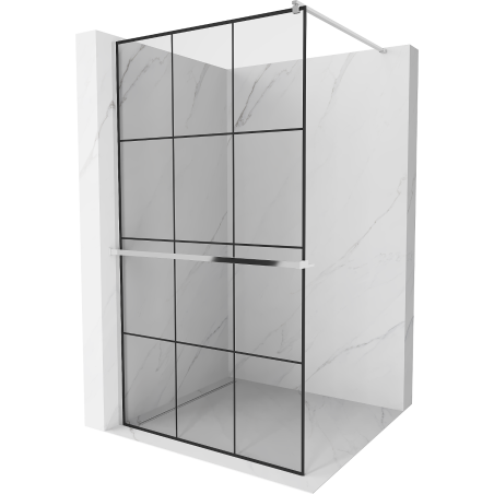 Mexen Kioto+ paroi de douche avec étagère Walk-in 110 x 200 cm, grille noire, chrome - 800-110-121-01-77