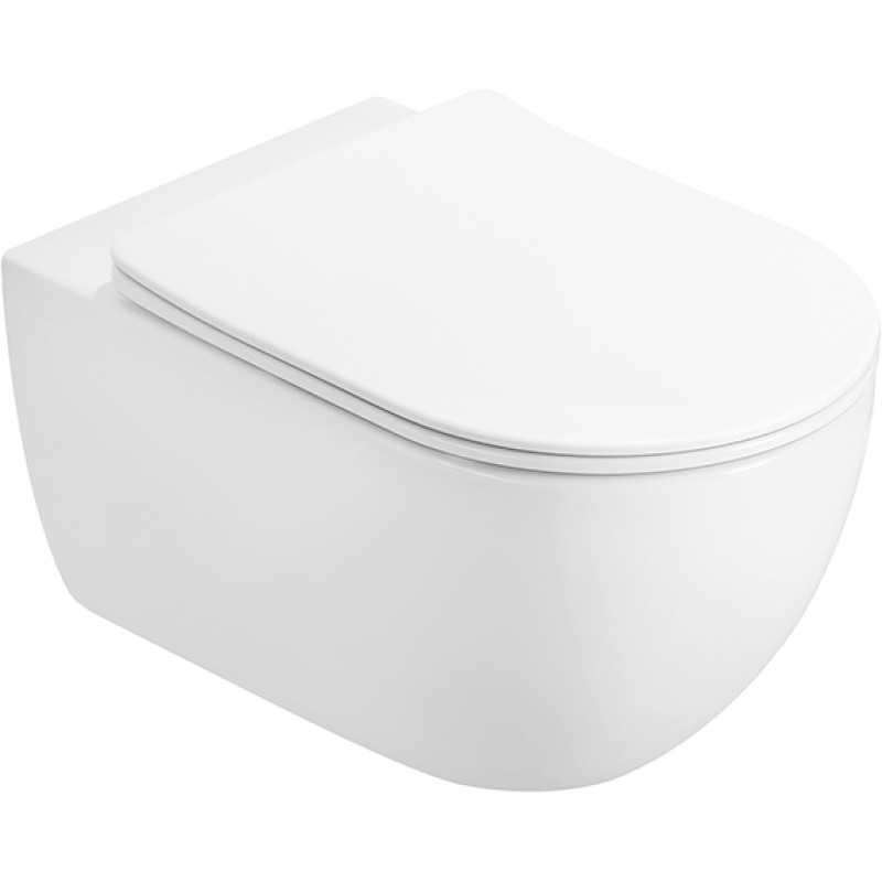Mexen Carmen 2.0 Rimless Tornado WC-pott, millel on aeglaselt sulguv õhuke duroplastkaas, valge läige - 3088L4000T