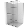 Mexen Kioto+ Shower wall with shelf Walk-in 120 x 200 cm, black grid, chrome - 800-120-121-01-77