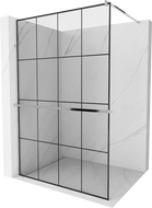 Mexen Kioto+ paroi de douche avec étagère Walk-in 140 x 200 cm, grille noire, chrome - 800-140-121-01-77