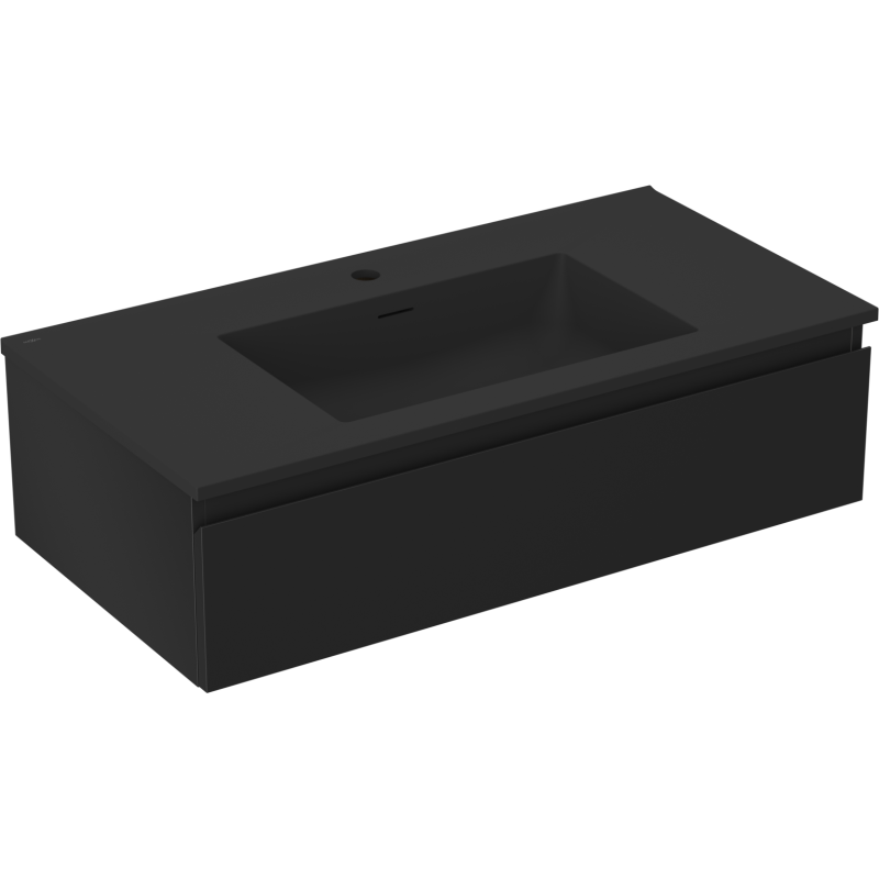 Mexen Orio Badezimmerunterschrank 90 cm mit Waschbecken Otis, 1 Schublade, schwarz matt - 91A10-09023-1-BF71-W18M71
