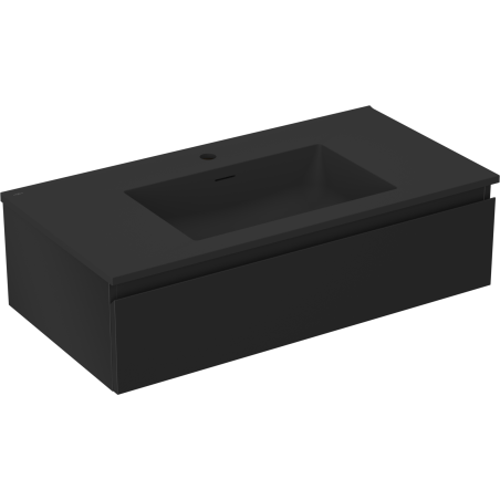 Mexen Orio Badezimmerunterschrank 90 cm mit Waschbecken Otis, 1 Schublade, schwarz matt - 91A10-09023-1-BF71-W18M71