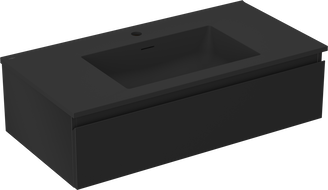Mexen Orio badkamerkast 90 cm met wastafel Otis, 1 lade, zwart mat - 91A10-09023-1-BF71-W18M71