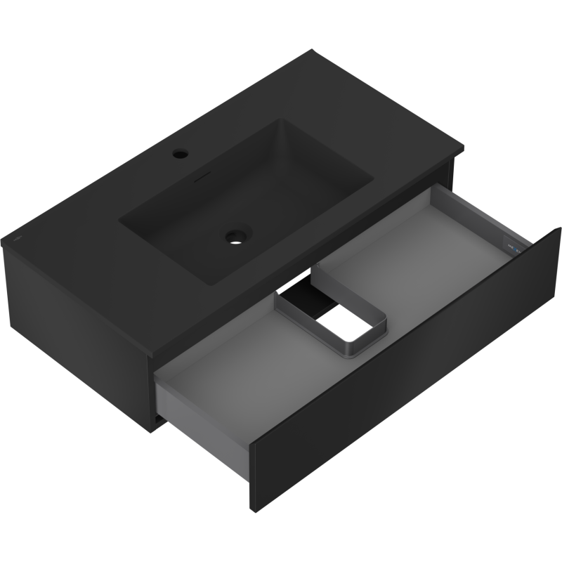 Mexen Orio mobile da bagno 90 cm con lavabo Otis, 1 cassetto, nero opaco - 91A10-09023-1-BF71-W18M71