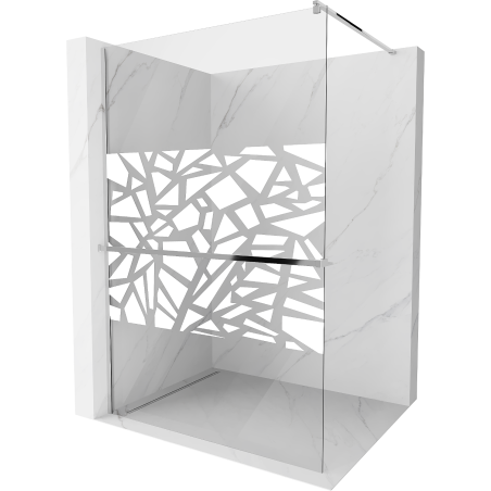 Mexen Kioto+ shower wall with Walk-in shelf 70 x 200 cm, white pattern, chrome - 800-070-121-01-85