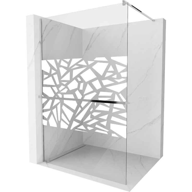 Mexen Kioto+ dušisein riiuliga Walk-in 80 x 200 cm, valge muster, kroom - 800-080-121-01-85