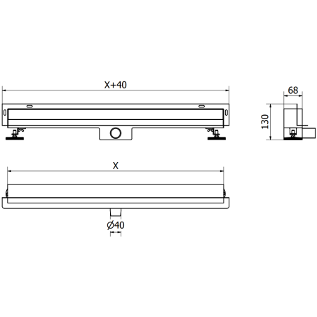 Mexen Flat Wall caniveau linéaire mural 2 en 1 50 cm, cuivre brossé - 1C30050