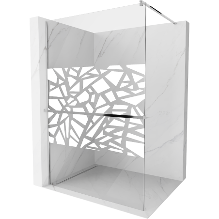 Mexen Kioto+ ścianka prysznicowa z półką Walk-in 100 x 200 cm, biały wzór, chrom - 800-100-121-01-85