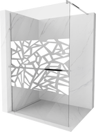 Mexen Kioto+ Duschwand mit Regal Walk-in 110 x 200 cm, weißes Muster, Chrom - 800-110-121-01-85