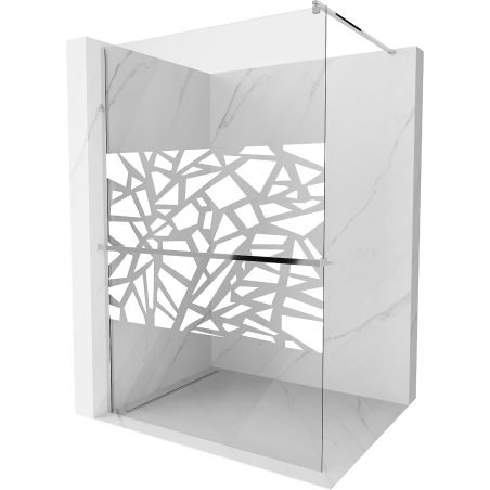 Mexen Kioto+ paroi de douche avec étagère Walk-in 120 x 200 cm, motif blanc, chrome - 800-120-121-01-85