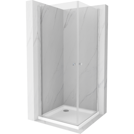 Mexen Pretoria Duo cabine de douche pivotante 90 x 90 cm, transparent, chrome + receveur plat - 852-090-090-01-02-4010