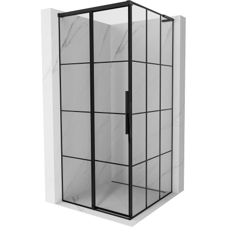 Mexen Rox L left sliding shower cabin 90 x 90 cm, black grid, black - 8C2L-090-090-70-77-L