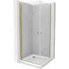 Mexen Pretoria Duo Duschkabine, klappbar 90 x 90 cm, transparent, gold + Flat Duschwanne - 852-090-090-50-02-4010G
