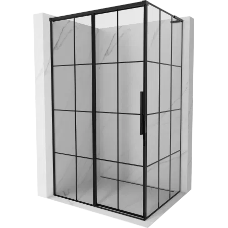 Mexen Rox L Sliding Shower Enclosure Left 95 x 90 cm, Black Grid, Black - 8C2L-095-090-70-77-L