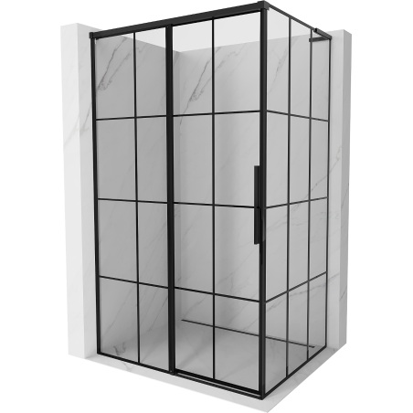 Cabine de douche coulissante gauche Mexen Rox L 100 x 90 cm, grille noire, noir - 8C2L-100-090-70-77-L