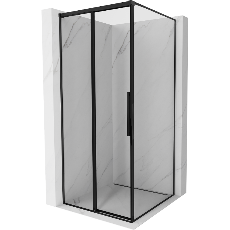 Mexen Rox Duschkabine, links verschiebbar 120 x 120 cm, schwarzer Rahmen, schwarz - 8C2-120-120-70-70-L