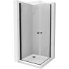 Mexen Pretoria Duo cabine de douche pivotante 80 x 80 cm, transparent, noir + receveur Flat - 852-080-080-70-02-4010B
