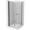 Mexen Pretoria Duo kabina prysznicowa uchylna 80 x 80 cm, transparent, czarna + brodzik Flat - 852-080-080-70-02-4010B