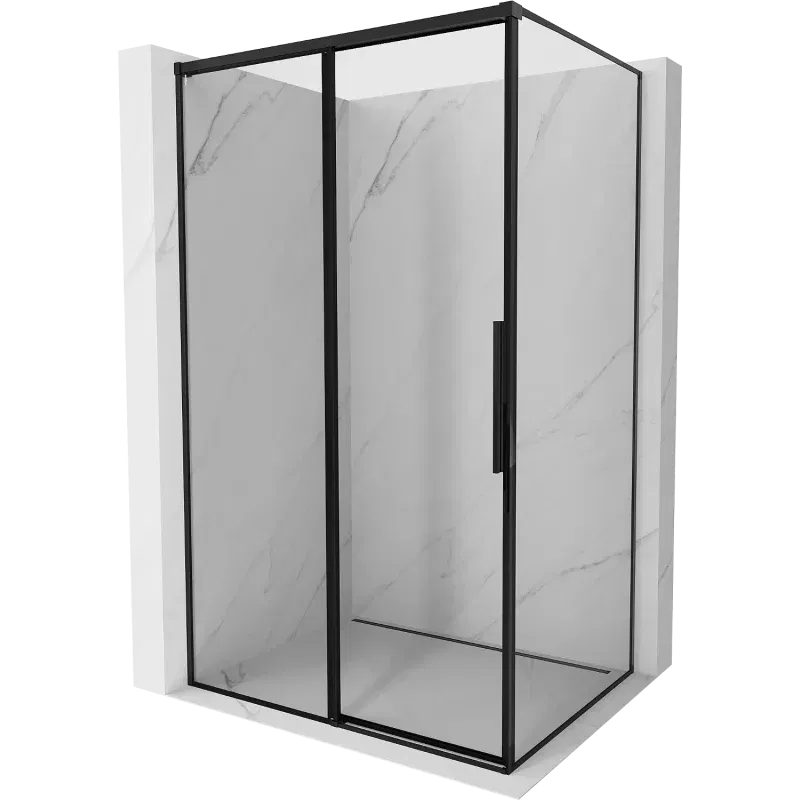 Mexen Rox cabine de douche coulissante gauche 160 x 120 cm, cadre noir, noir - 8C2-160-120-70-70-L