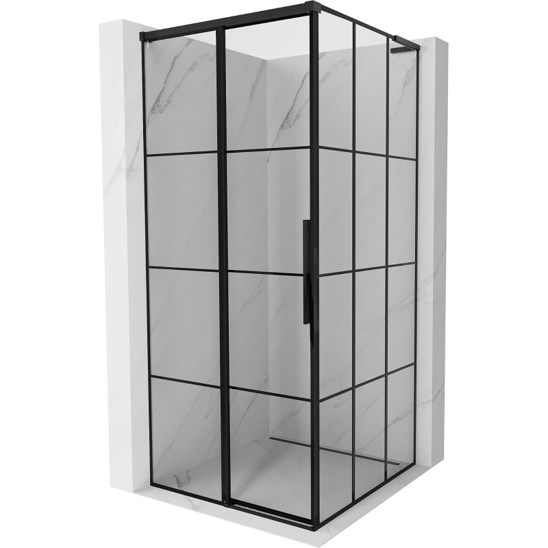 Mexen Rox L schuifdouchecabine links 95 x 95 cm, zwart raster, zwart - 8C2L-095-095-70-77-L