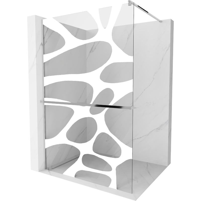 Mexen Kioto+ paroi de douche avec étagère Walk-in 80 x 200 cm, vague blanche, chrome - 800-080-121-01-97