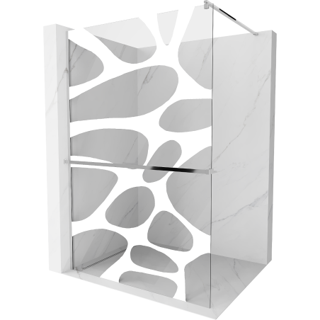 Mexen Kioto+ ścianka prysznicowa z półką Walk-in 110 x 200 cm, biały wzór, chrom - 800-110-121-01-97