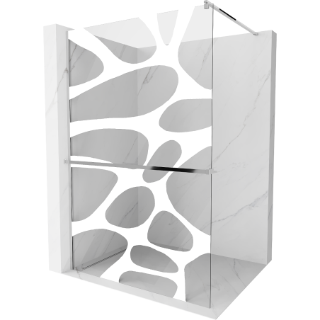 Mexen Kioto+ Shower wall with shelf Walk-in 110 x 200 cm, white wave, chrome - 800-110-121-01-97