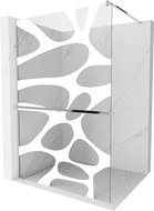 Mexen Kioto+ shower wall with shelf Walk-in 120 x 200 cm, white wave, chrome - 800-120-121-01-97