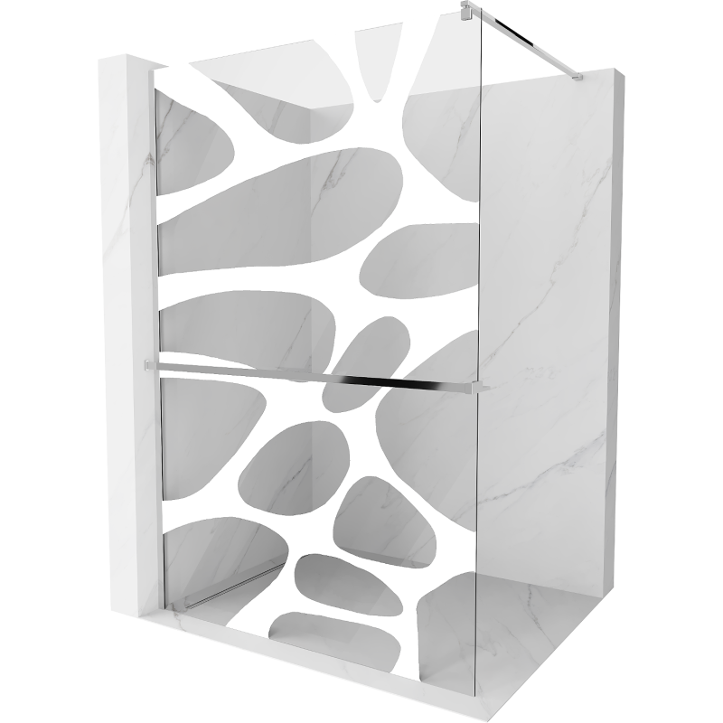 Mexen Kioto+ douchewand met plank Walk-in 140 x 200 cm, witte golf, chroom - 800-140-121-01-97