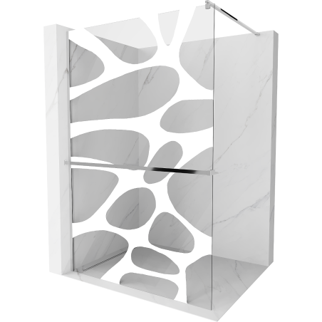 Mexen Kioto+ douchewand met plank Walk-in 140 x 200 cm, witte golf, chroom - 800-140-121-01-97