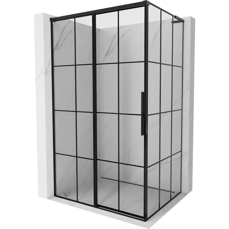 Mexen Rox L kabina prysznicowa rozsuwana lewa 110 x 100 cm, czarna kratka , czarna - 8C2L-110-100-70-77-L