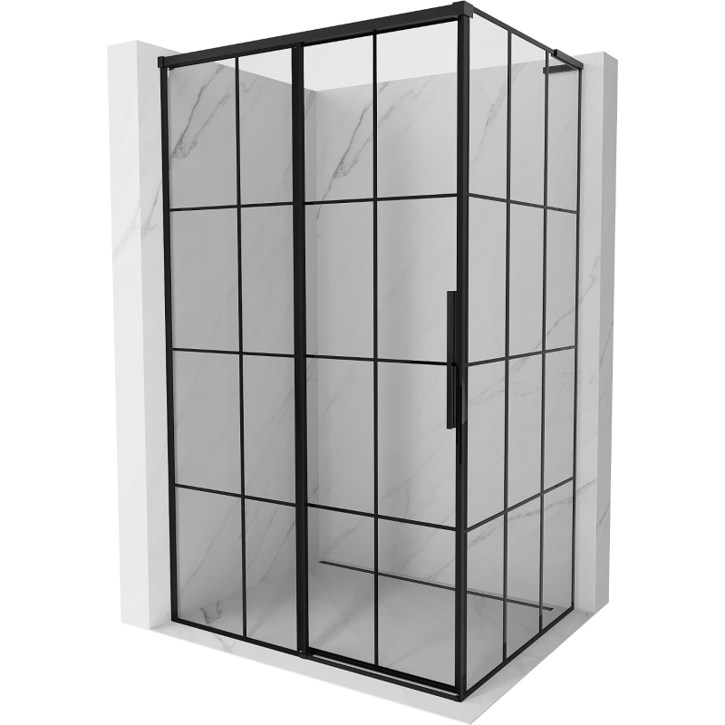 Mexen Rox L left sliding shower enclosure 115 x 100 cm, black grid, black - 8C2L-115-100-70-77-L