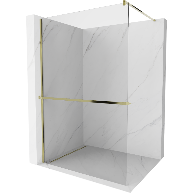 Mexen Kioto+ paroi de douche avec étagère Walk-in 70 x 200 cm, transparent, or - 800-070-121-50-00