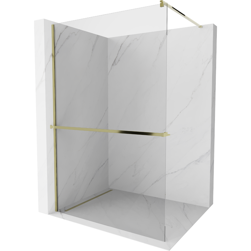 Mexen Kioto+ ścianka prysznicowa z półką Walk-in 70 x 200 cm, transparent, złota - 800-070-121-50-00