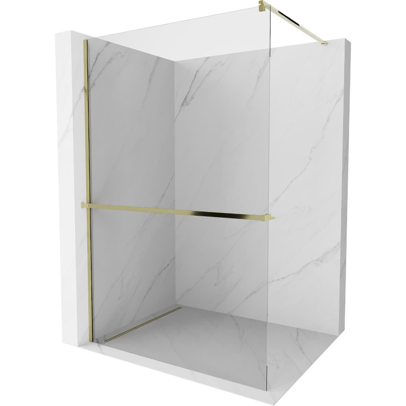 Mexen Kioto+ dušisein koos Walk-in riiuliga 80 x 200 cm, läbipaistev, kuldne - 800-080-121-50-00