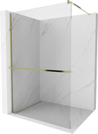 Mexen Kioto+ ścianka prysznicowa z półką Walk-in 80 x 200 cm, transparent, złota - 800-080-121-50-00