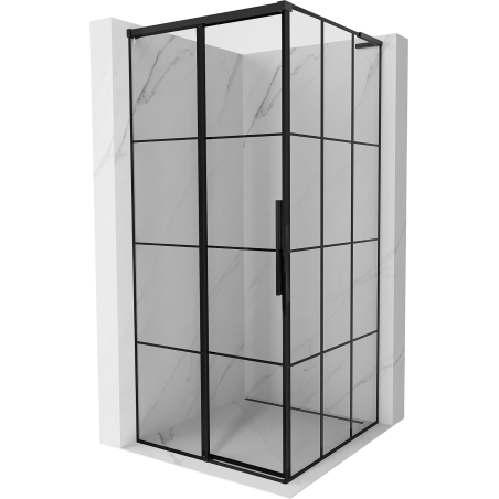 Mexen Rox L Sliding Shower Enclosure Left 110 x 110 cm, Black Grid, Black - 8C2L-110-110-70-77-L