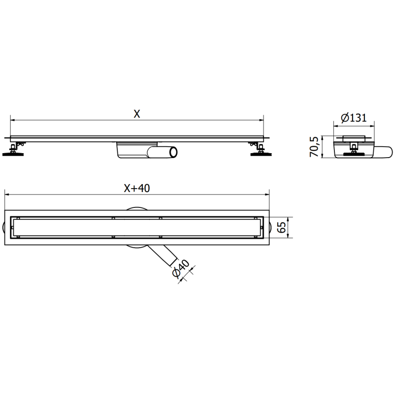 Mexen Flat 360° grozāms lineārais noteces korpuss 80 cm, gun gray matēts - 1E40080