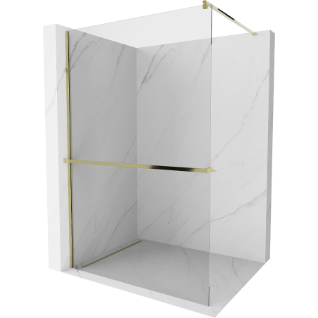 Mexen Kioto+ Shower wall with shelf Walk-in 110 x 200 cm, transparent, gold - 800-110-121-50-00