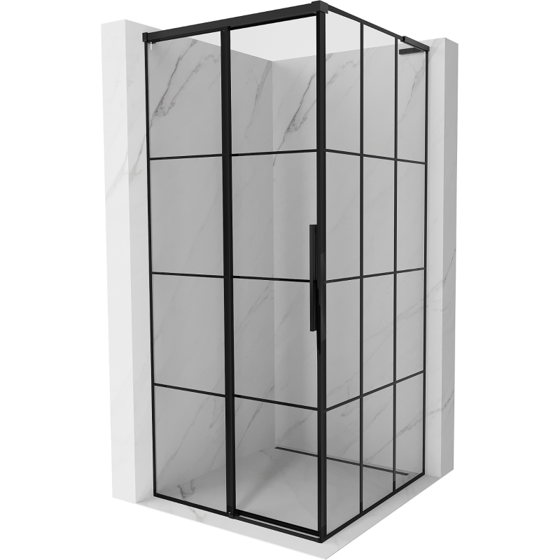 Mexen Rox L cabine de douche coulissante gauche 120 x 120 cm, grille noire, noir - 8C2L-120-120-70-77-L