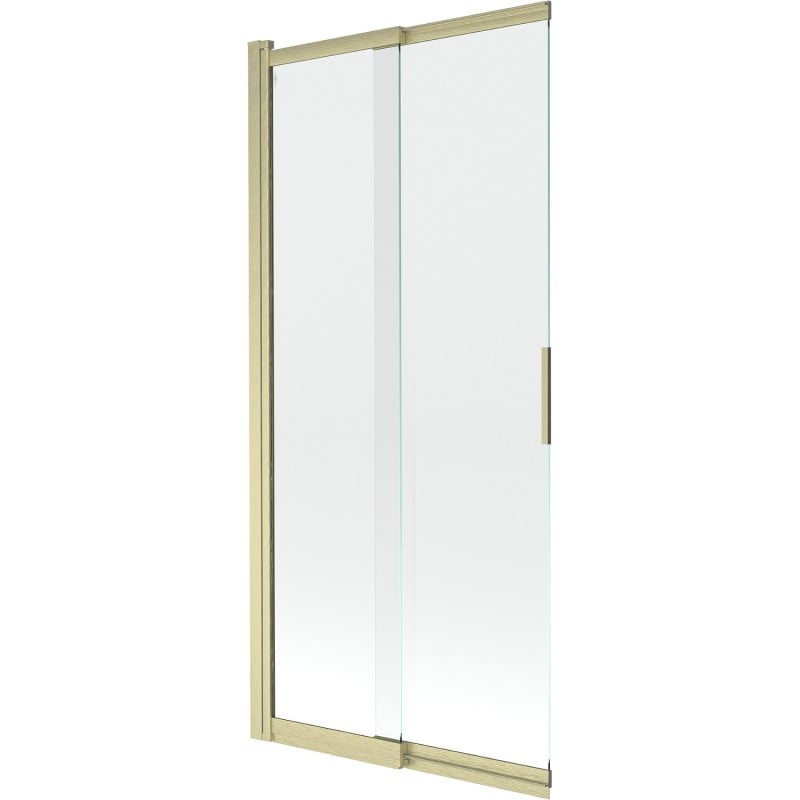 Mexen Fox tweedelige verschuifbare badkamerscherm 85 x 150 cm, transparant, geborsteld goud - 891-085-002-55-00