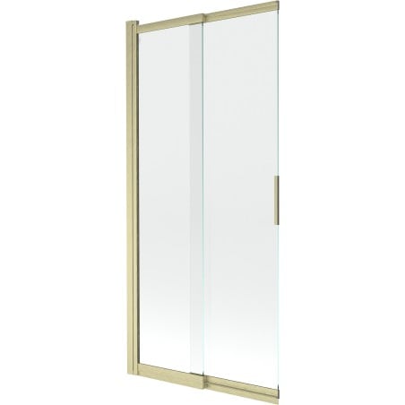 Mexen Fox tweedelige verschuifbare badkamerscherm 85 x 150 cm, transparant, geborsteld goud - 891-085-002-55-00