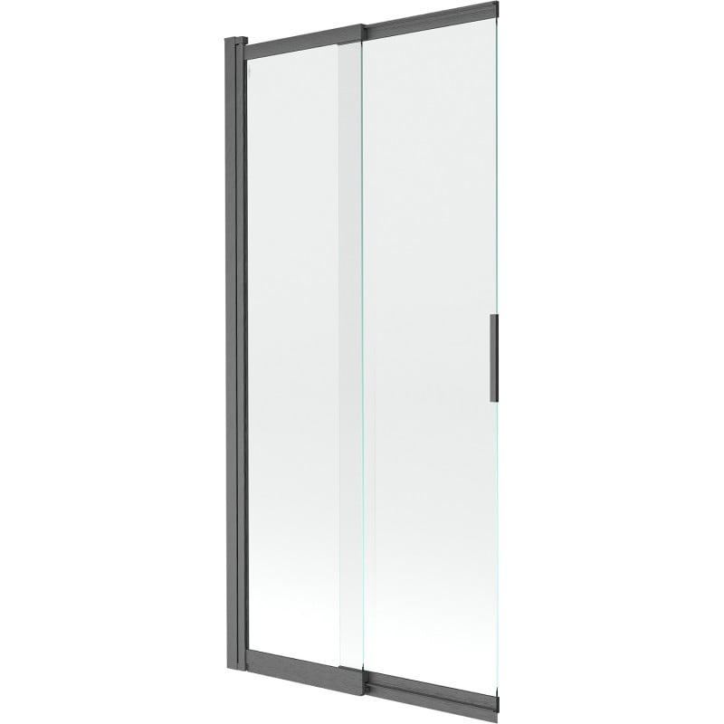 Mexen Fox Badewannenfaltwand 2-flügelig verschiebbar 85 x 150 cm, transparent, gebürstetes Gungrau - 891-085-002-66-00