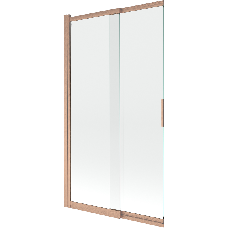 Mexen Fox badwand scherm 2-delig schuifbaar 100 x 150 cm, transparant, geborsteld koper - 891-100-002-65-00