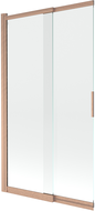 Mexen Fox badwand 2-delig schuifbaar 100 x 150 cm, transparant, geborsteld koper - 891-100-002-65-00