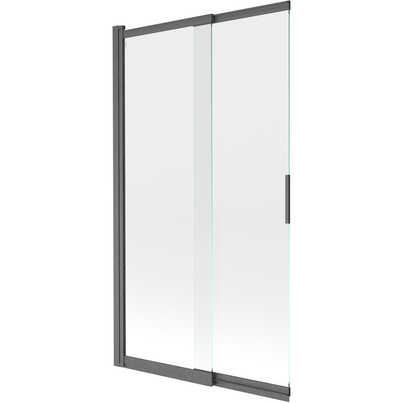 Mexen Fox badwand met 2 schuifbare panelen 100 x 150 cm, transparant, geborsteld gun grijs - 891-100-002-66-00