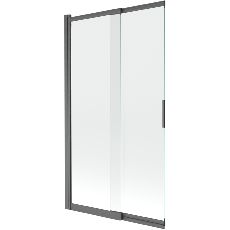 Mexen Fox badwand met 2 schuifbare panelen 100 x 150 cm, transparant, geborsteld gun grijs - 891-100-002-66-00