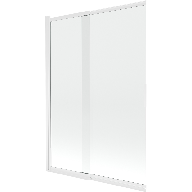 Mexen Fox badscherm, 2-delig schuifbaar, 120 x 150 cm, transparant, wit - 891-120-002-20-00