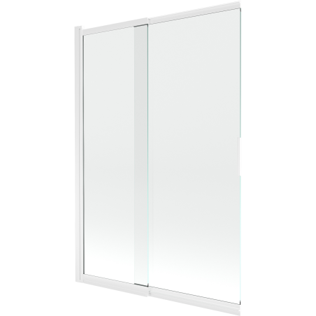 Mexen Fox parawan nawannowy 2-skrzydłowy przesuwny 120 x 150 cm, transparent, biały - 891-120-002-20-00